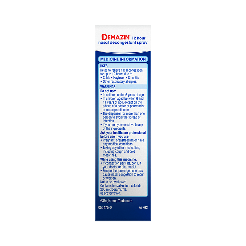 Demazin 12 Hour Nasal Decongestant Spray 1 Pack