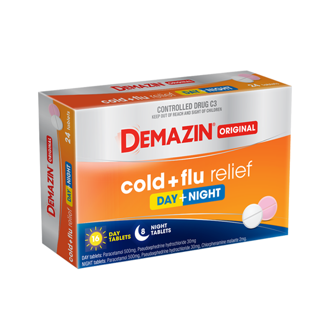Demazin Original Cold + Flu Relief Day + Night Tablets