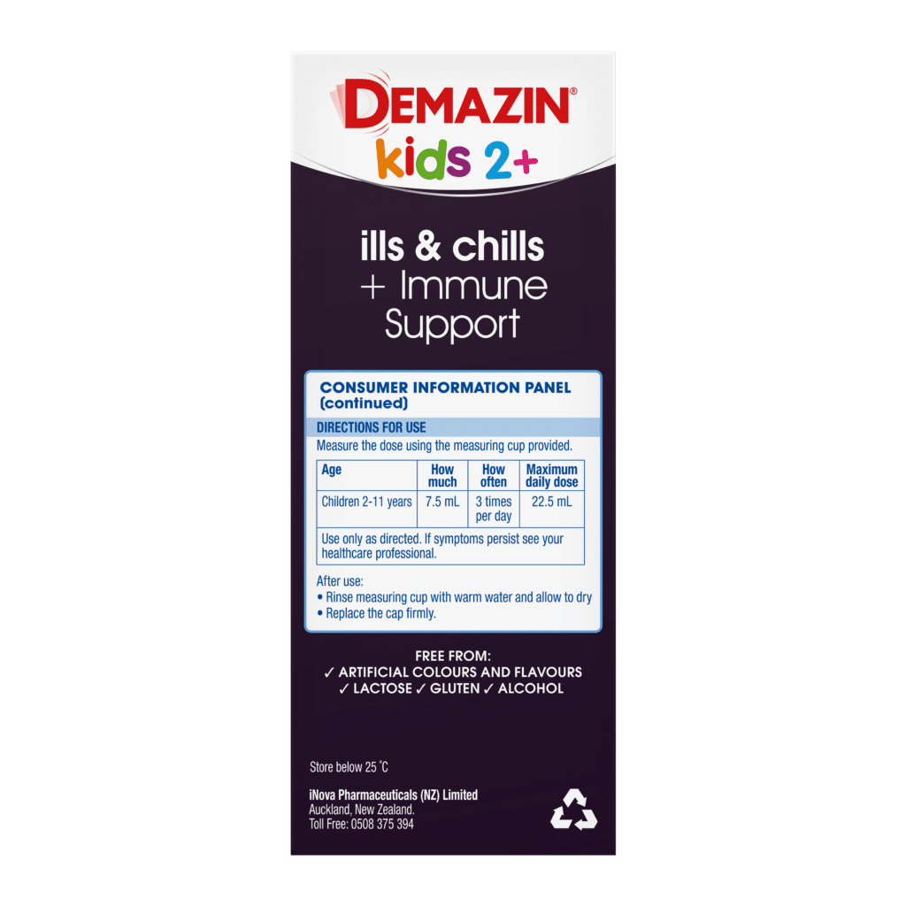 Demazin Kids 2+ ills & chills + Immune Support